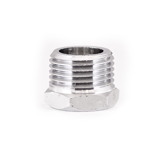 Faucet to ezy hooker bush, ½” m x 7/16” F, chrome plated brass