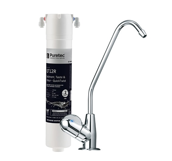 Puretec QT12 Quick-Twist Water Filter with Long Reach LED Faucet