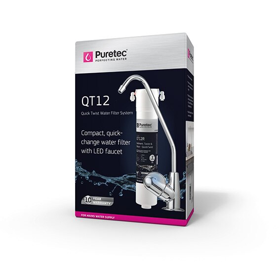 Puretec QT12 QuickTwist Water Filter with Long Reach LED Faucet